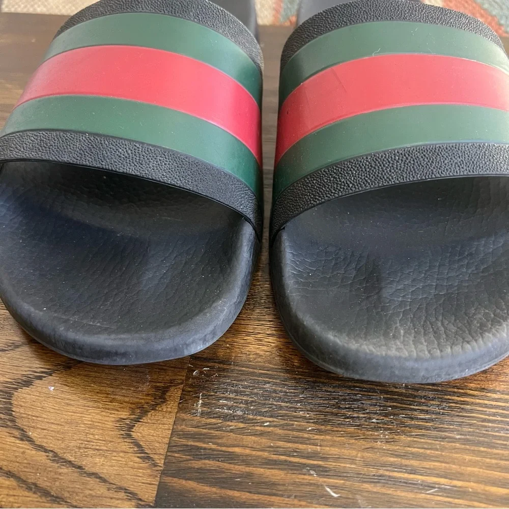 GUCCI Rubber Web Design Slide Sandals Men’s US 11